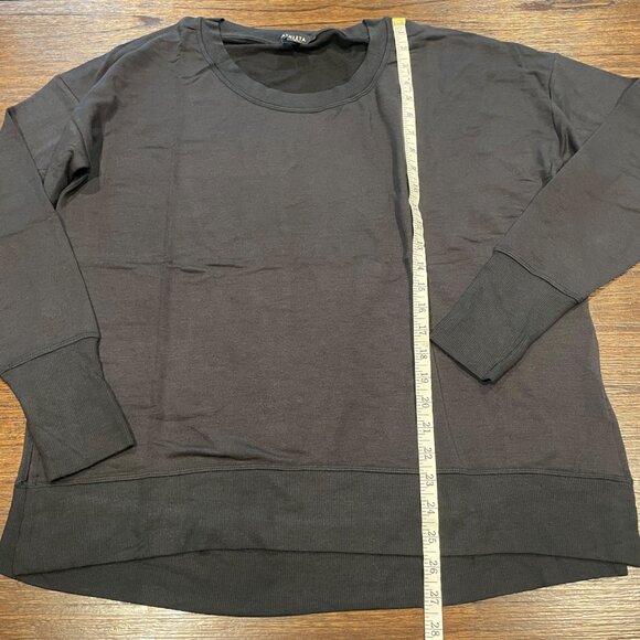 NEW Athleta Coaster Luxe Sweatshirt Sz L Black Stretch Crewneck Modal Ultra Soft - Picture 10 of 11